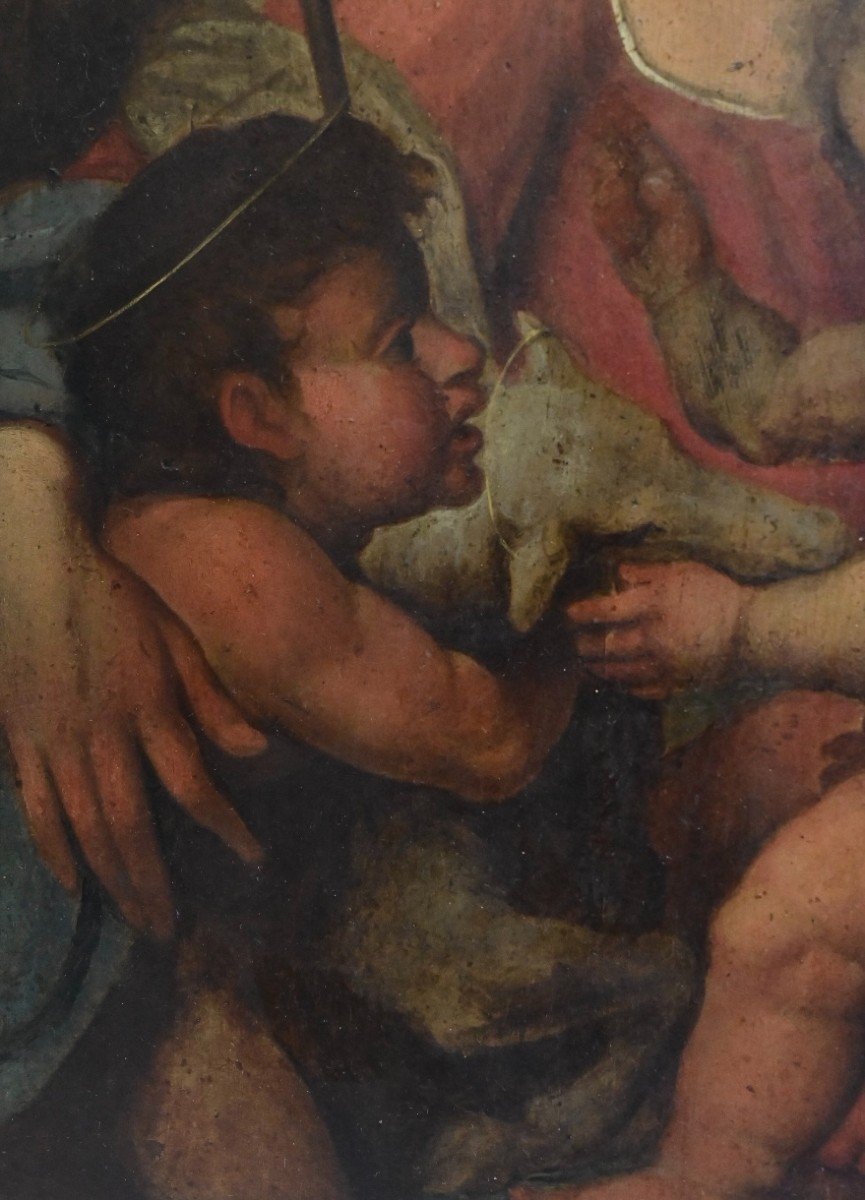 Scuola Italiana - Madonna con Bambino e San Giovanni Battista - Italia XVII Secolo-photo-1